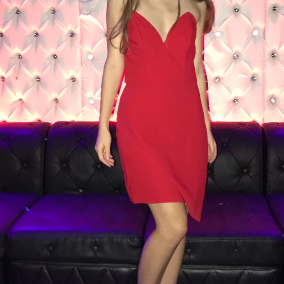 Amanda Uprichard Red Strapless Cocktail Dress - Picture 3 of 3